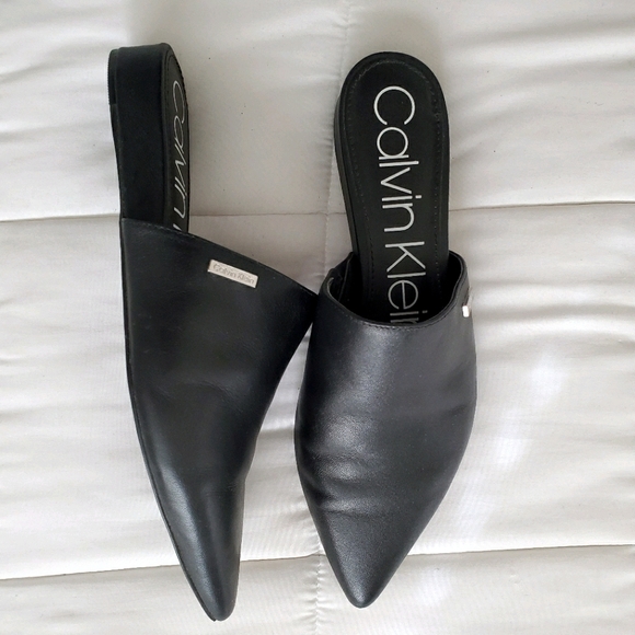 Calvin Klein black leather pointed mules - Picture 5 of 6